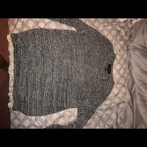 Knit sweater with lace at bottom